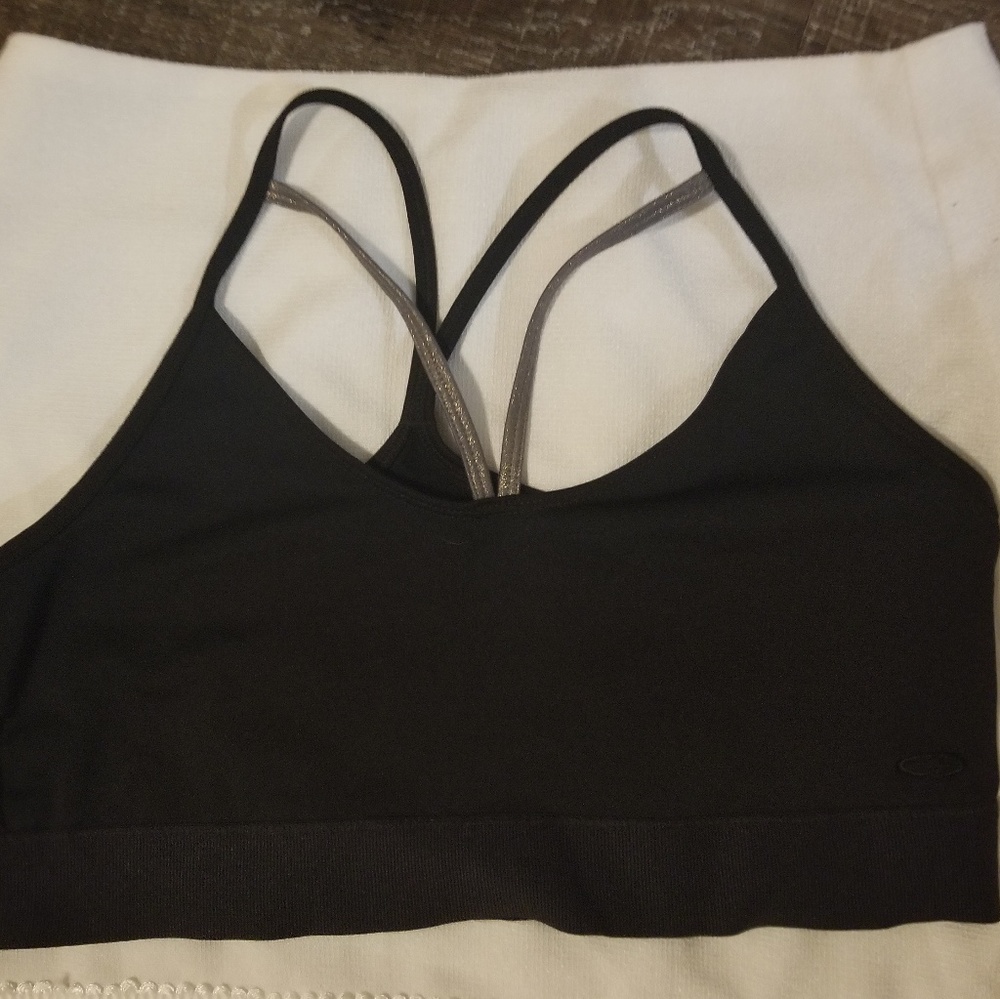 Champions black criss cross sports bra